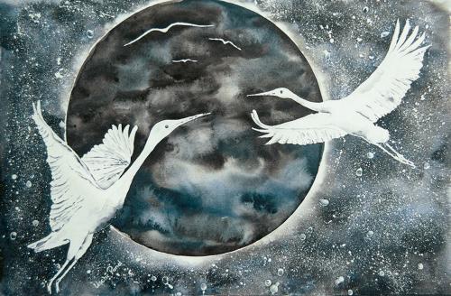 Meeting (heron)<br>52 x 35 cm